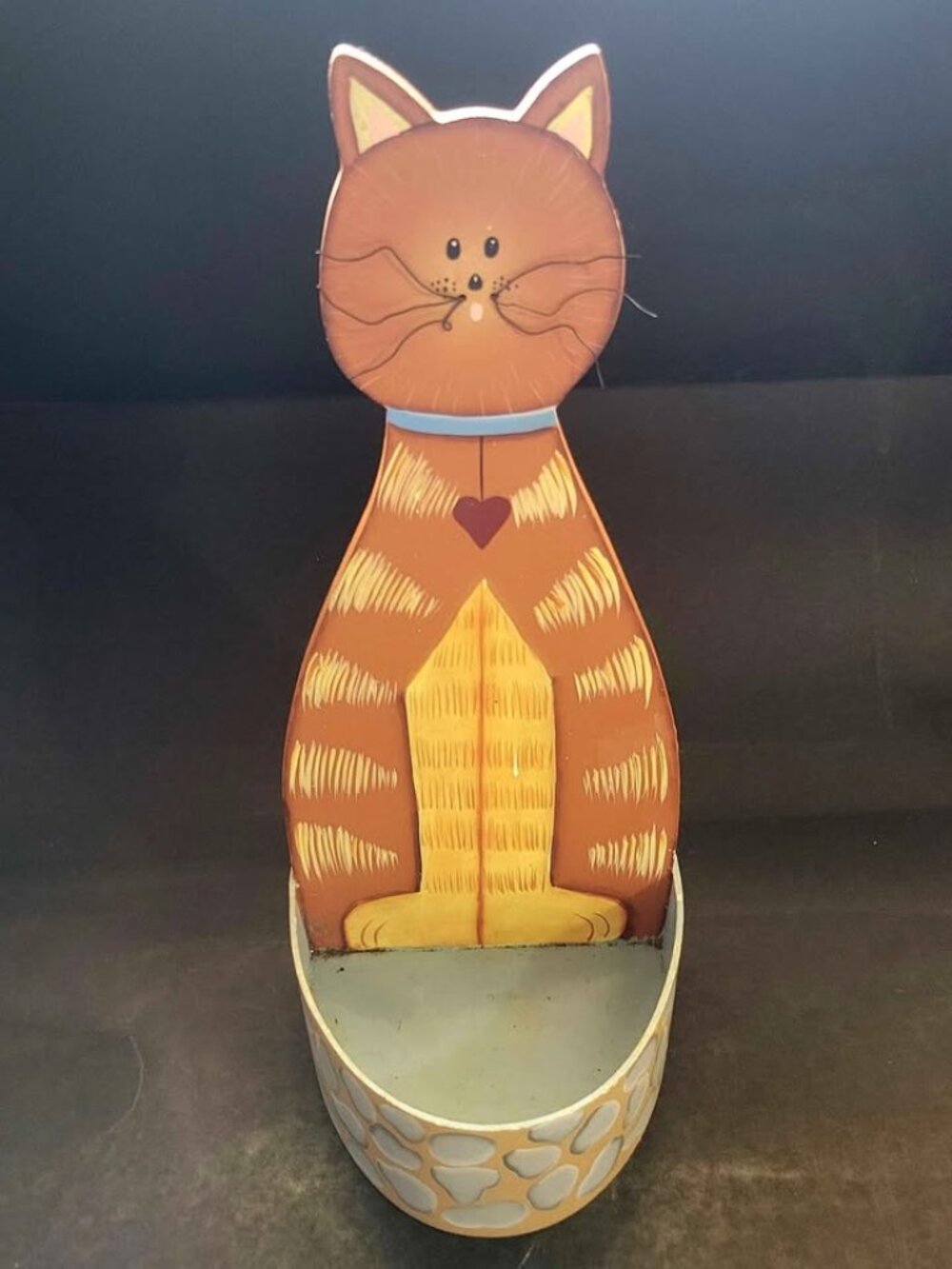 Kathy Hatch Folk Art Decorative Cat Figurine, Vintage Folk Art